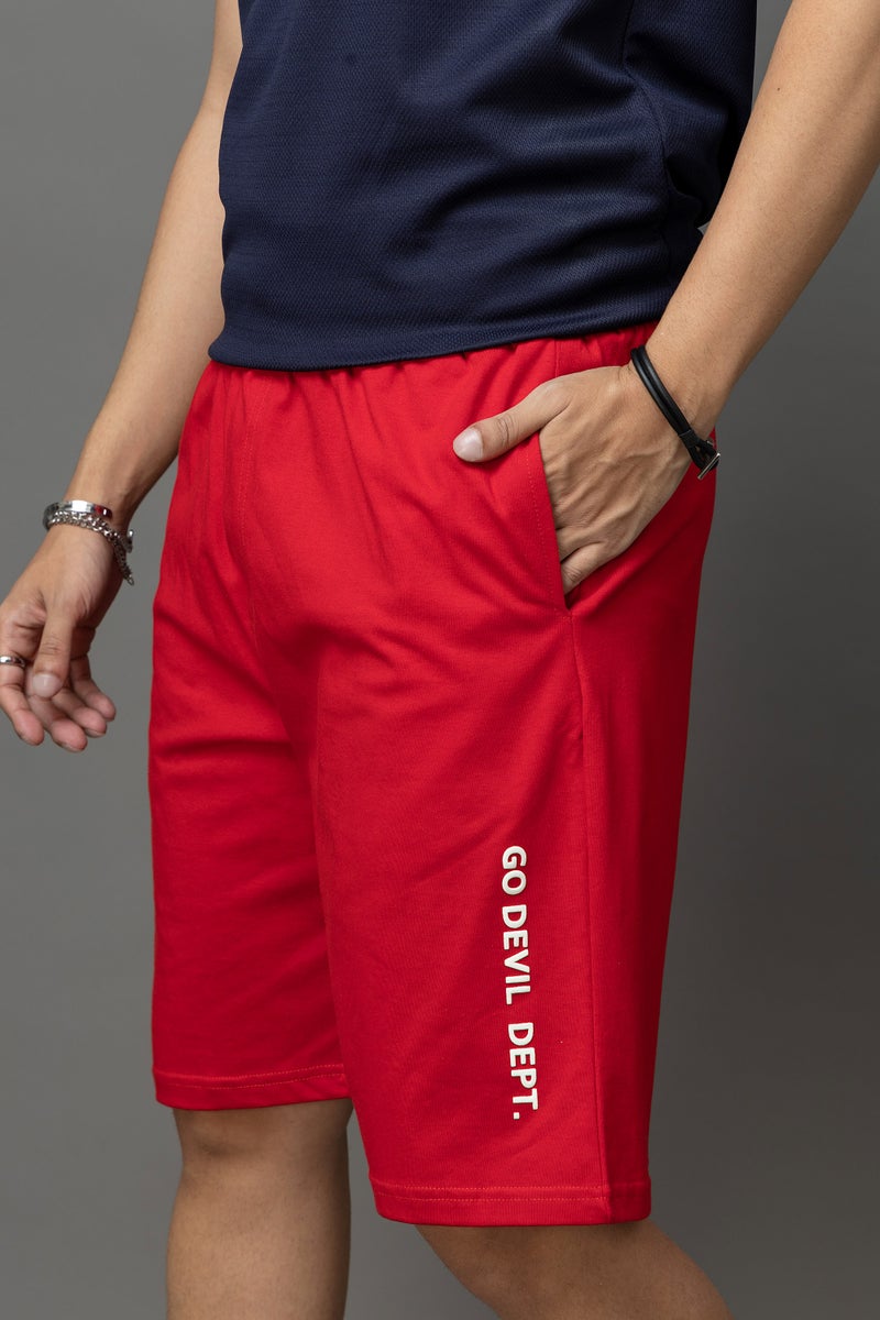 Go Devil Red Casual Shorts For Men - Image 1
